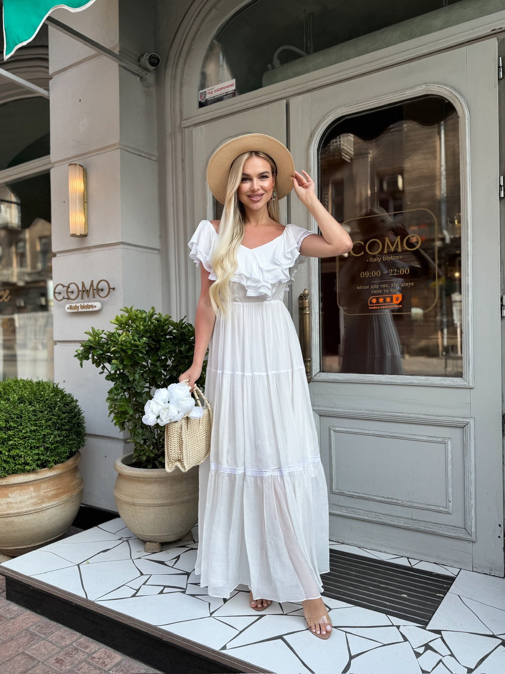 White maxi airy dress