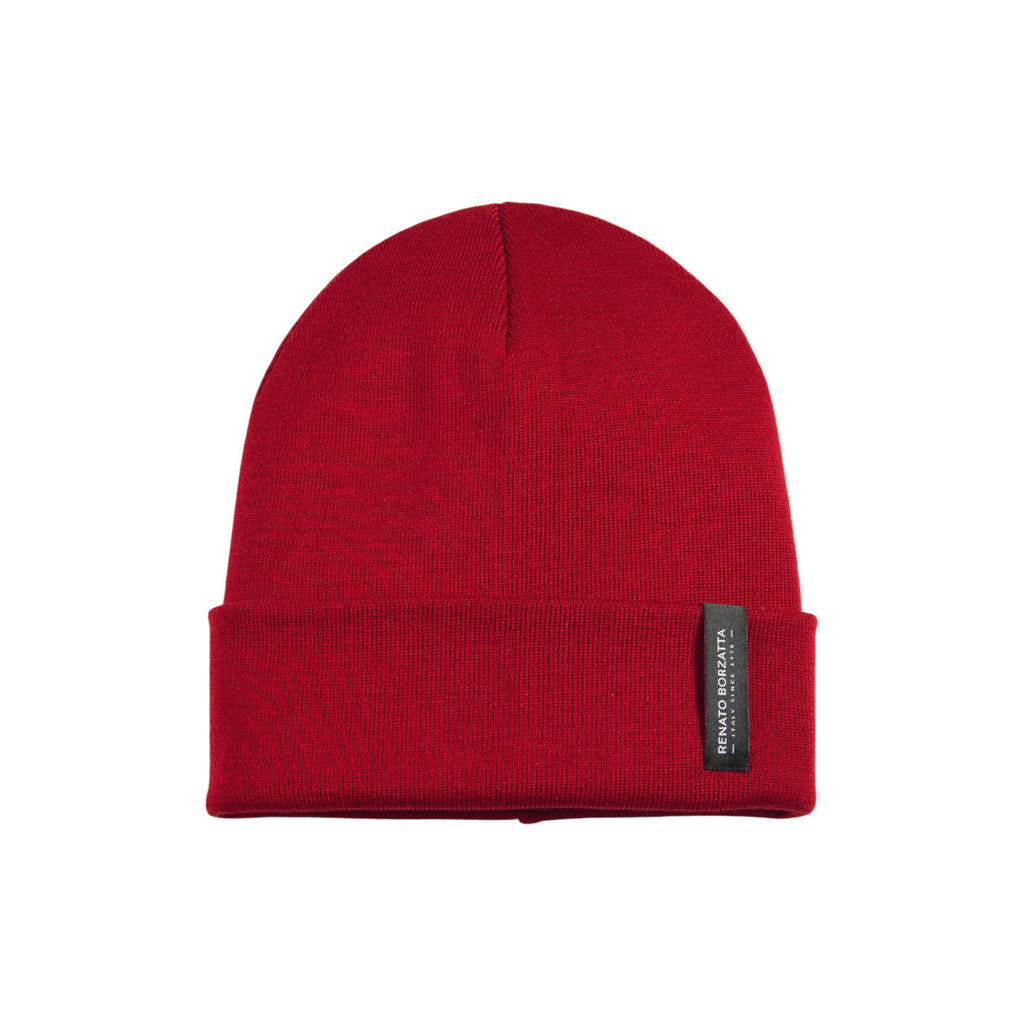RB5005EB | CIMONE Unisex Knit Beanie in a Tubular Wool Blend Made in Italy. Color: Fire Red. One Size