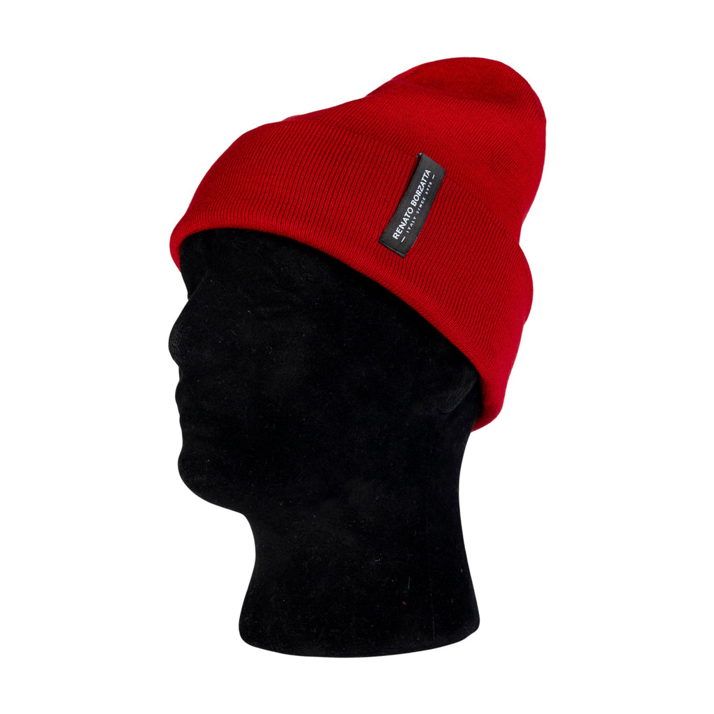 RB5005EB | CIMONE Unisex Knit Beanie in a Tubular Wool Blend Made in Italy. Color: Fire Red. One Size