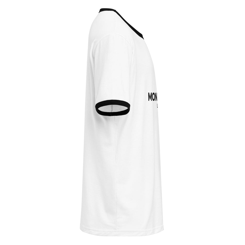 Marked Ringer Tee, White and Black