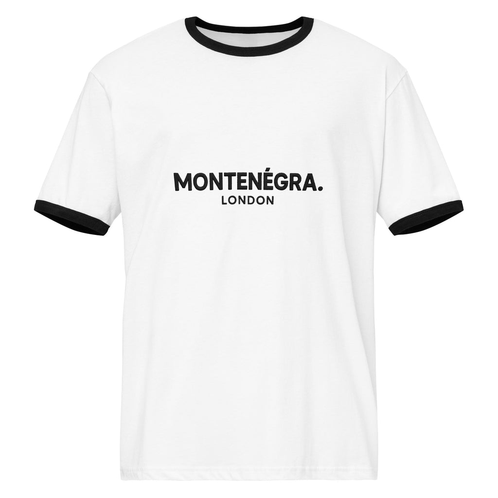 Marked Ringer Tee, White and Black