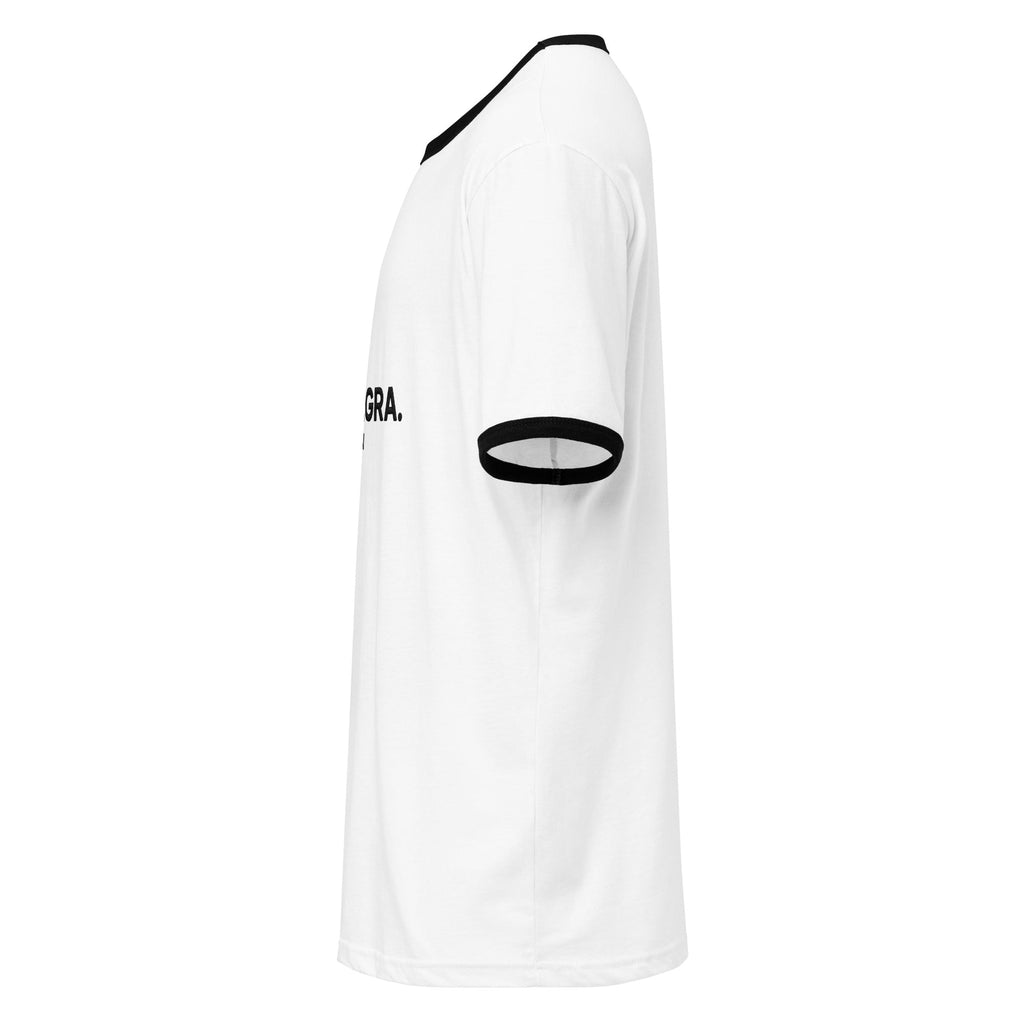 Marked Ringer Tee, White and Black